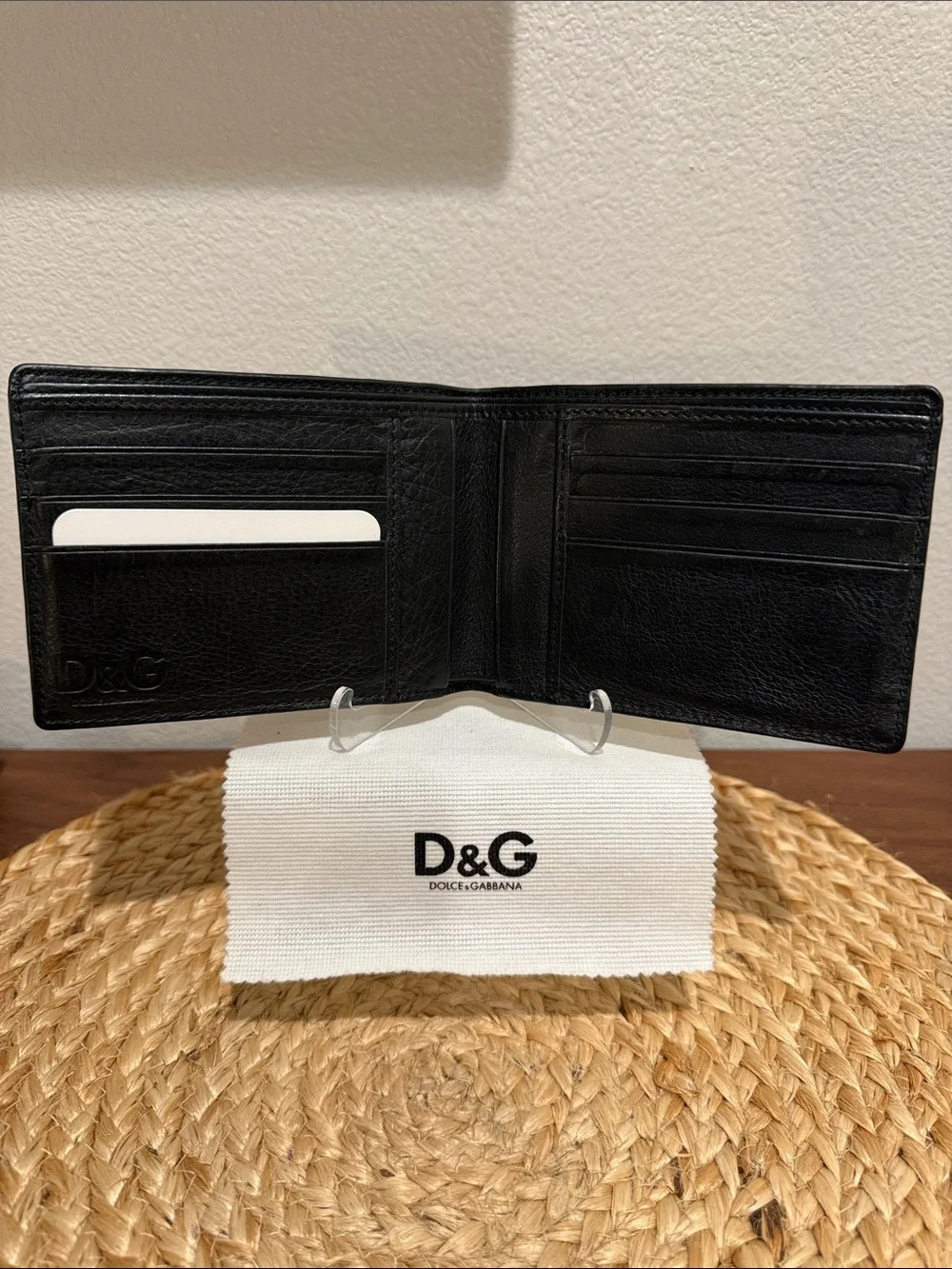 Dolce & Gabbana Black Leather Embossed Logo Bifold Wallet